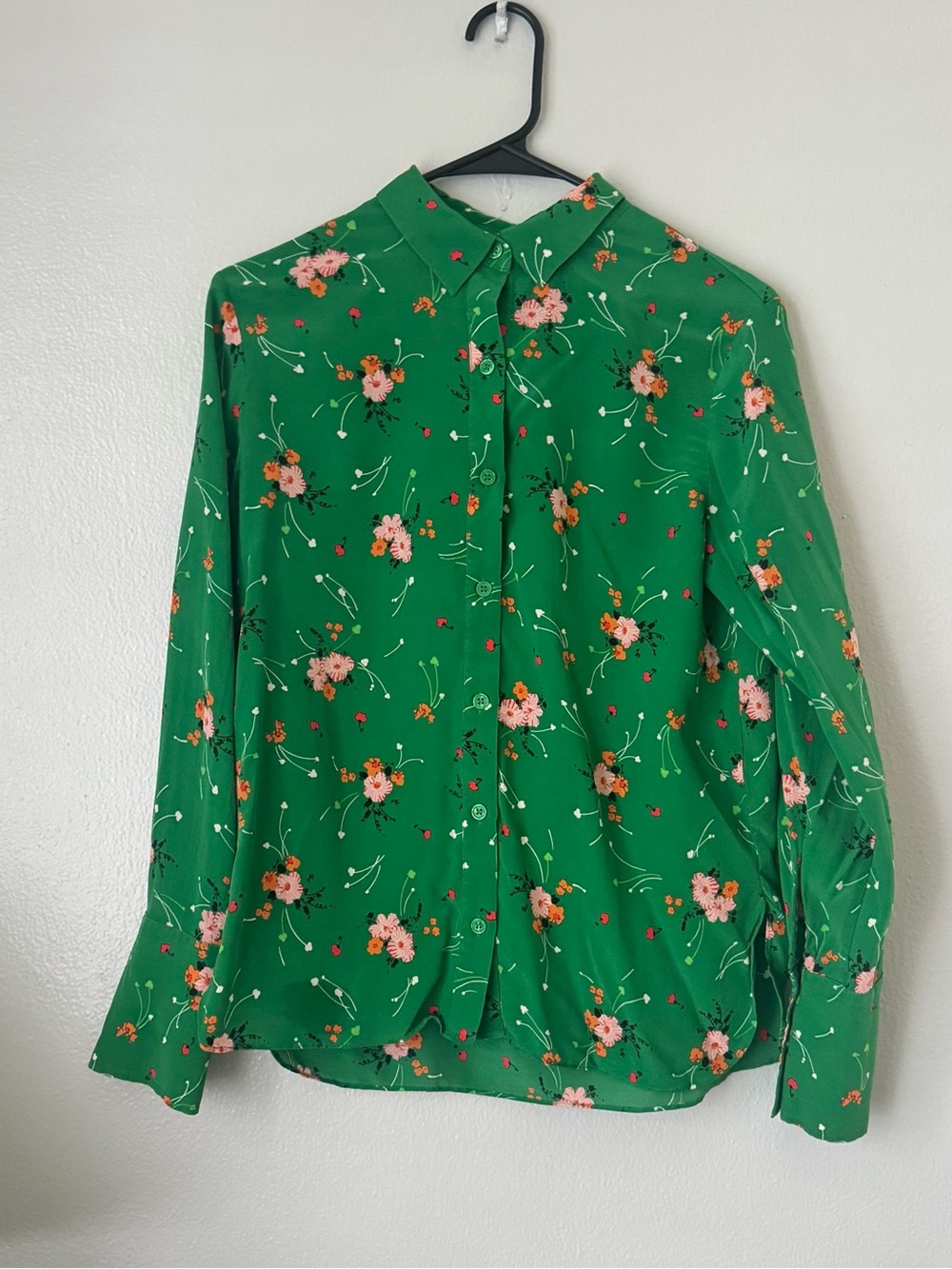 & Other Stories Women’s Size 4 Green Floral Button Down Blouse